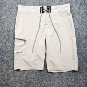 Simms Fishing Shorts Mens 32 Beige Cargo Drawstring Pocket Outdoor Hiking